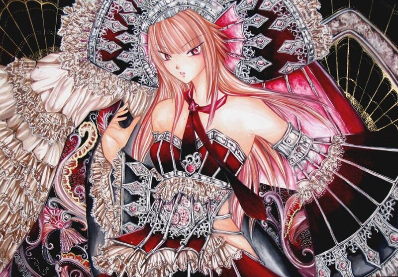 Anime Woman with Wings — Red