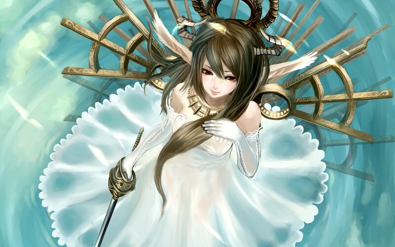 Anime Woman with Wings — White, Serene, Digital Art