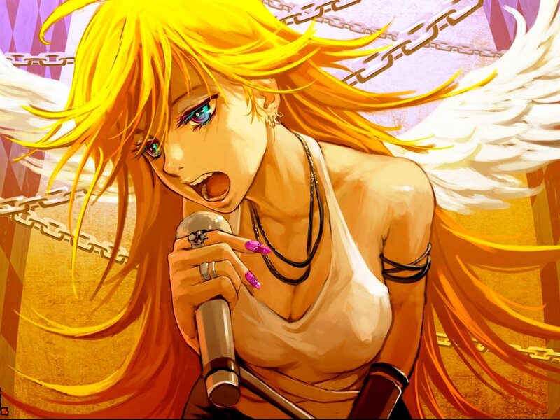 Anime Woman with Wings — Yellow, Dramatic