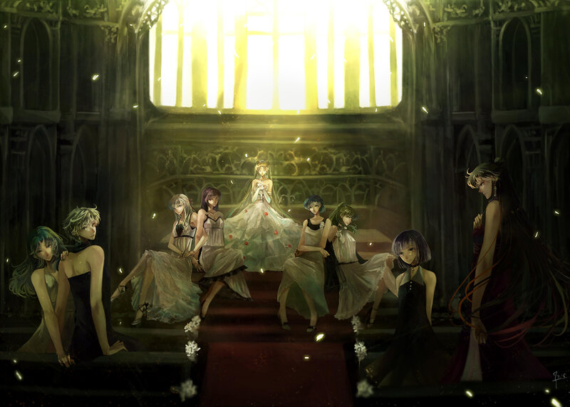 Anime Women in a Hall — Green