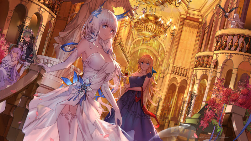Anime Women in Ballroom
