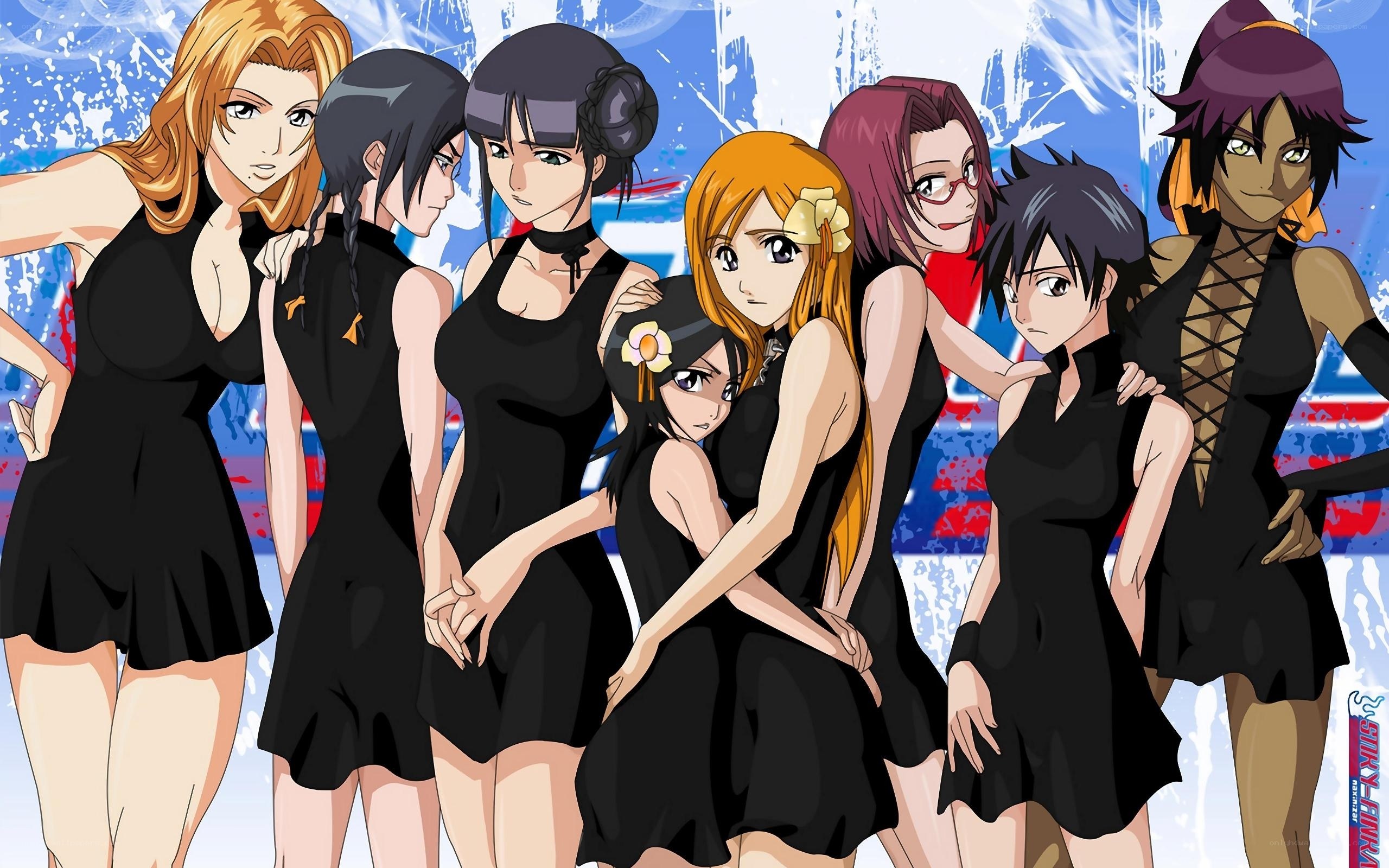 anime women in black dresses