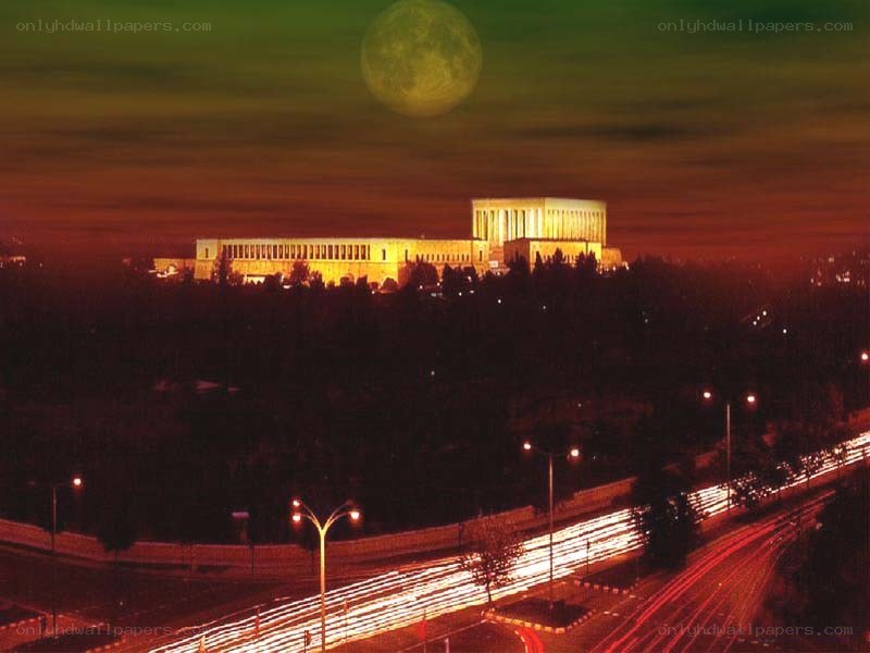 Ankara at night with full moon