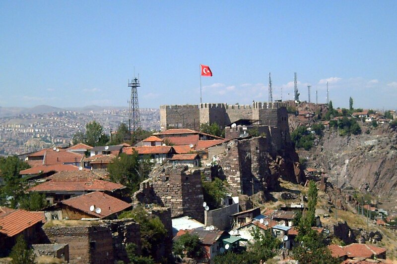 Ankara Castle with Turkish flag