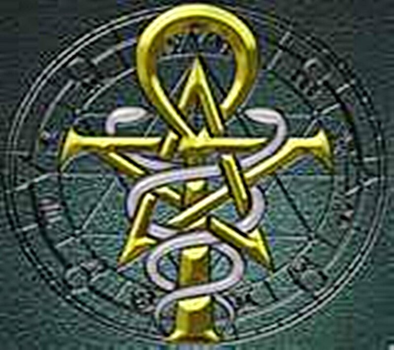 Ankh and caduceus symbol