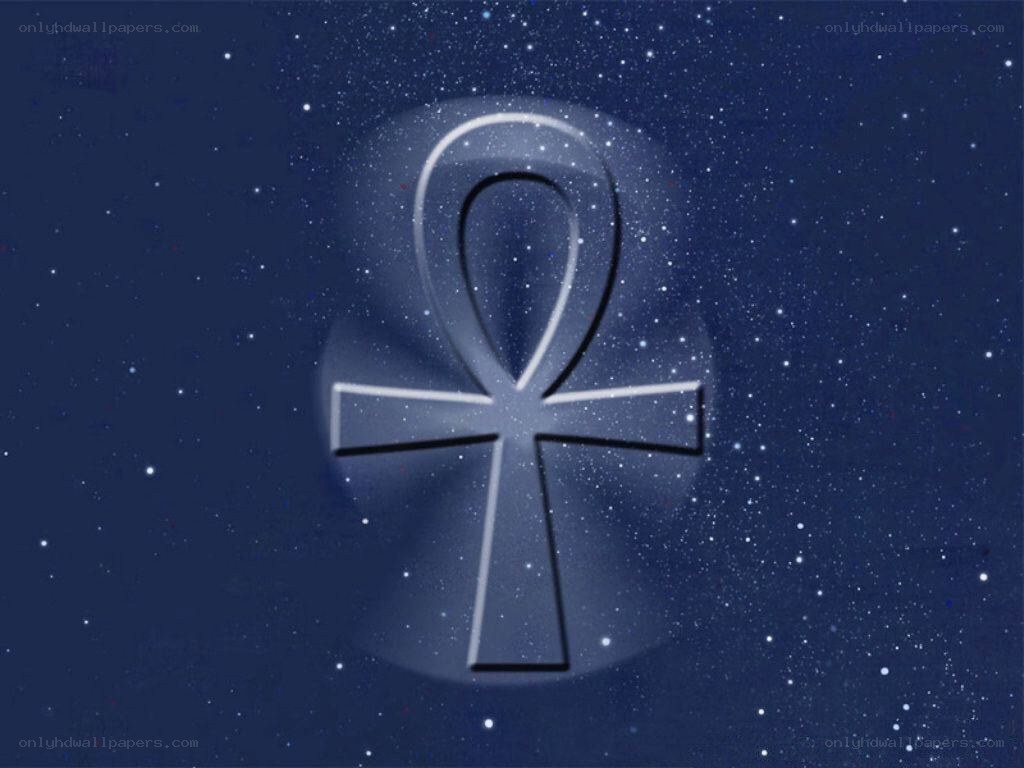 Ankh symbol in starry sky