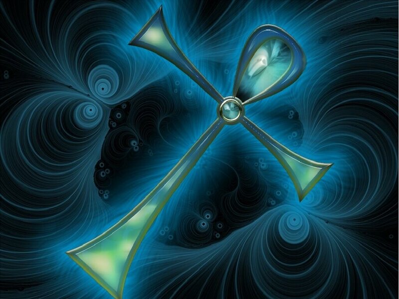 Ankh symbol on cosmic background