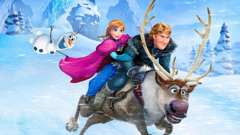 Anna and Kristoff on Sven — Blue, Adventurous, Winter, 3d Render