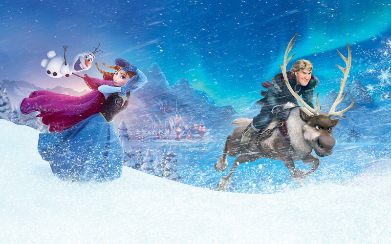 Anna and Olaf in Snow — Blue, Dramatic