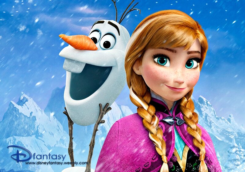 Anna and Olaf in Snow — Blue, Playful