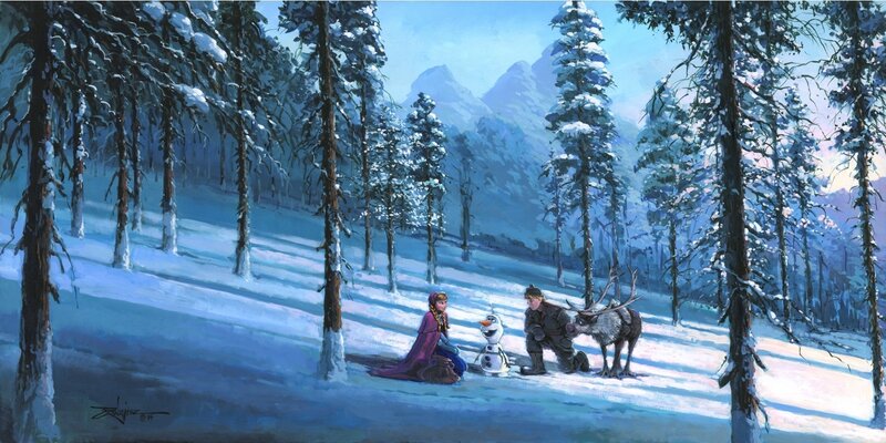 Anna and Olaf in Snow — Blue, Serene