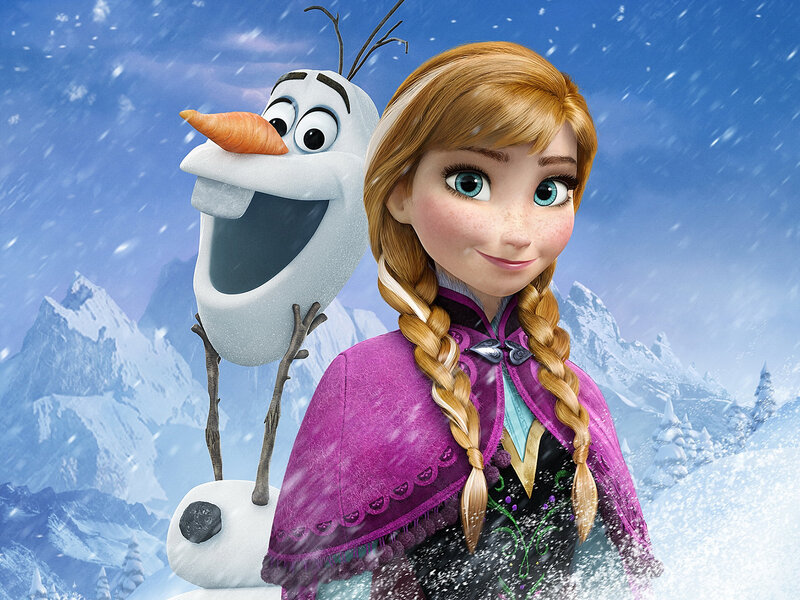 Anna and Olaf in Snow