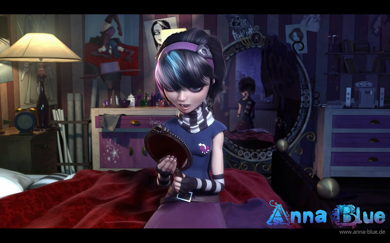 Anna Blue in her bedroom