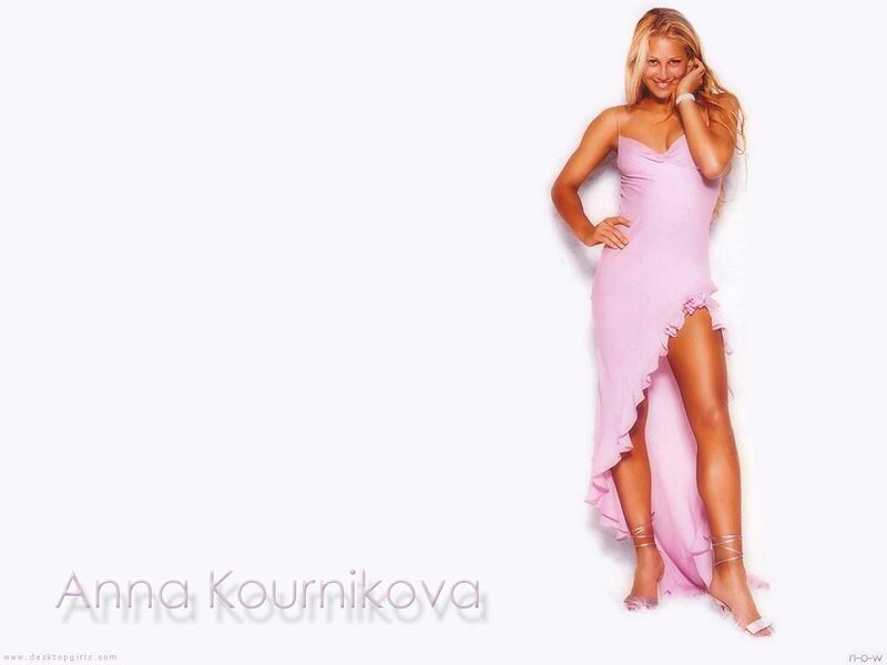 Anna Kournikova in pink dress