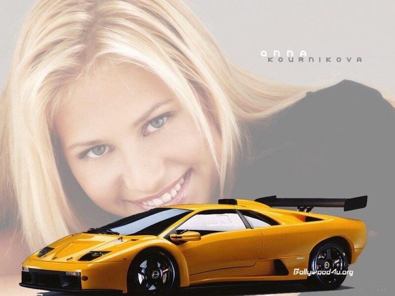 Anna Kournikova with yellow car