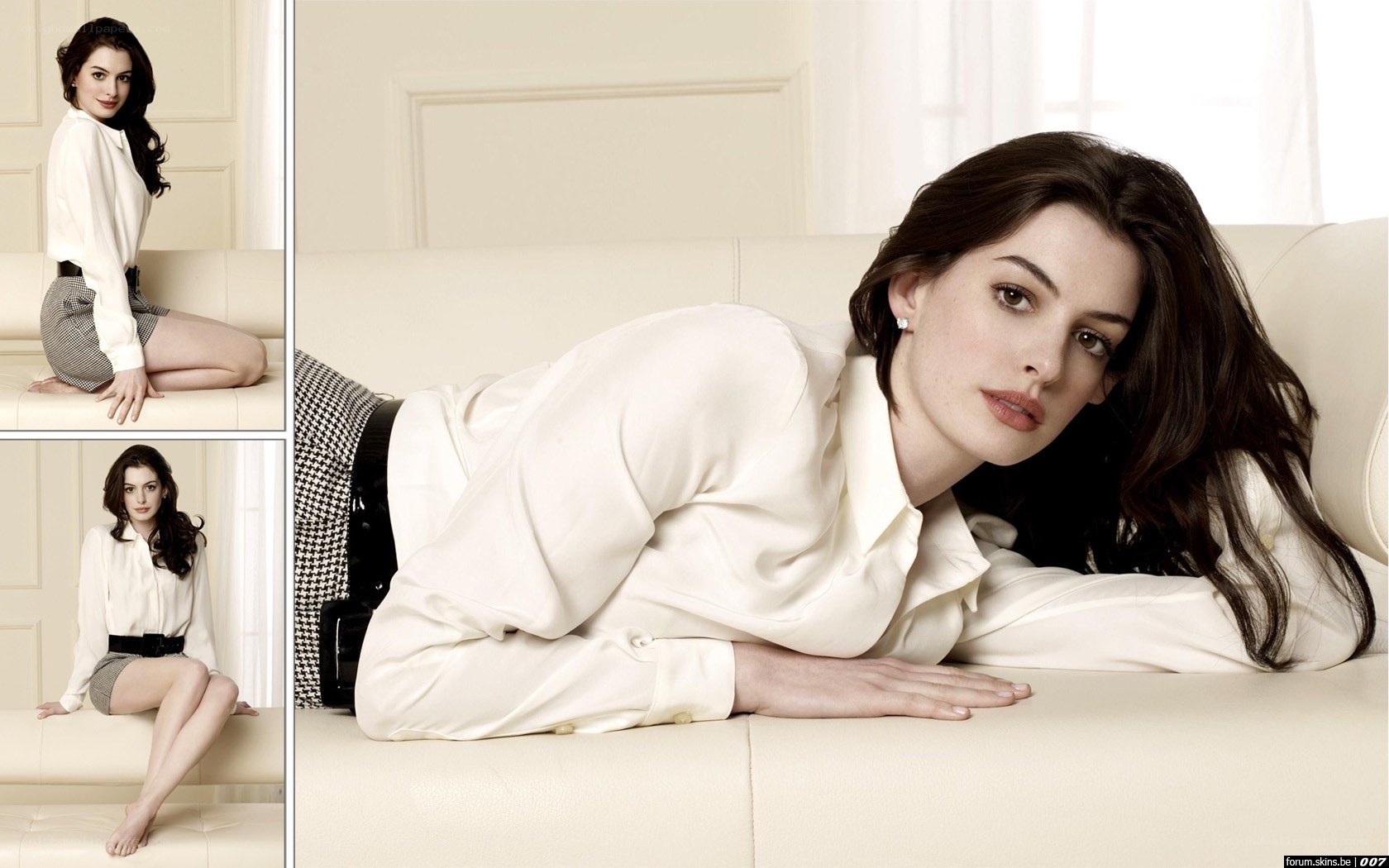 Anne Hathaway on a sofa