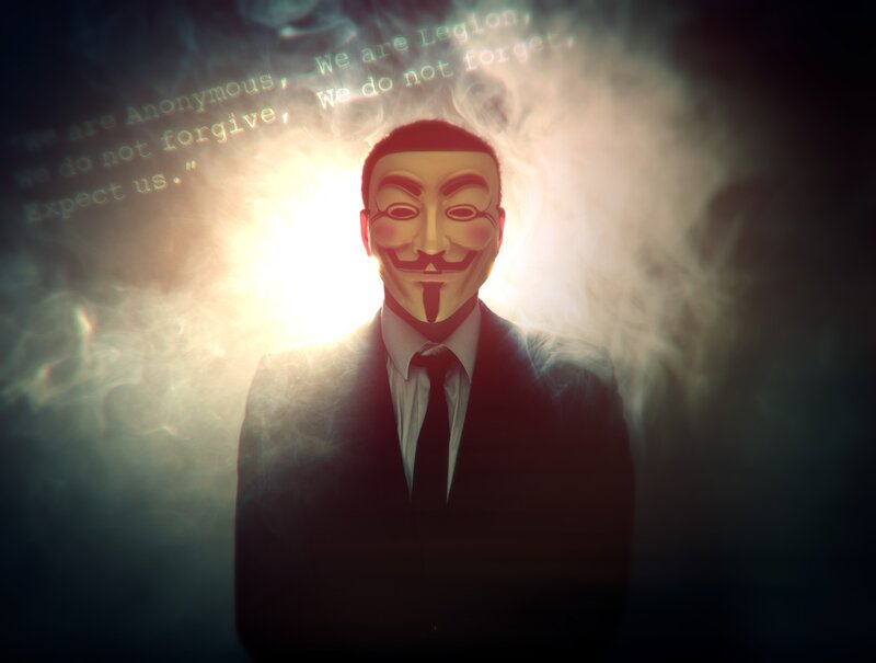 Anonymous activist with Guy Fawkes mask