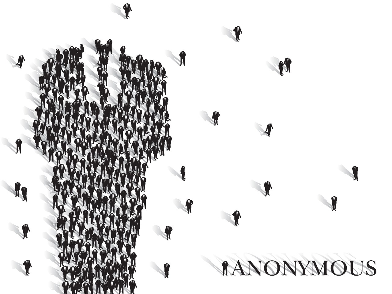 Anonymous crowd silhouette