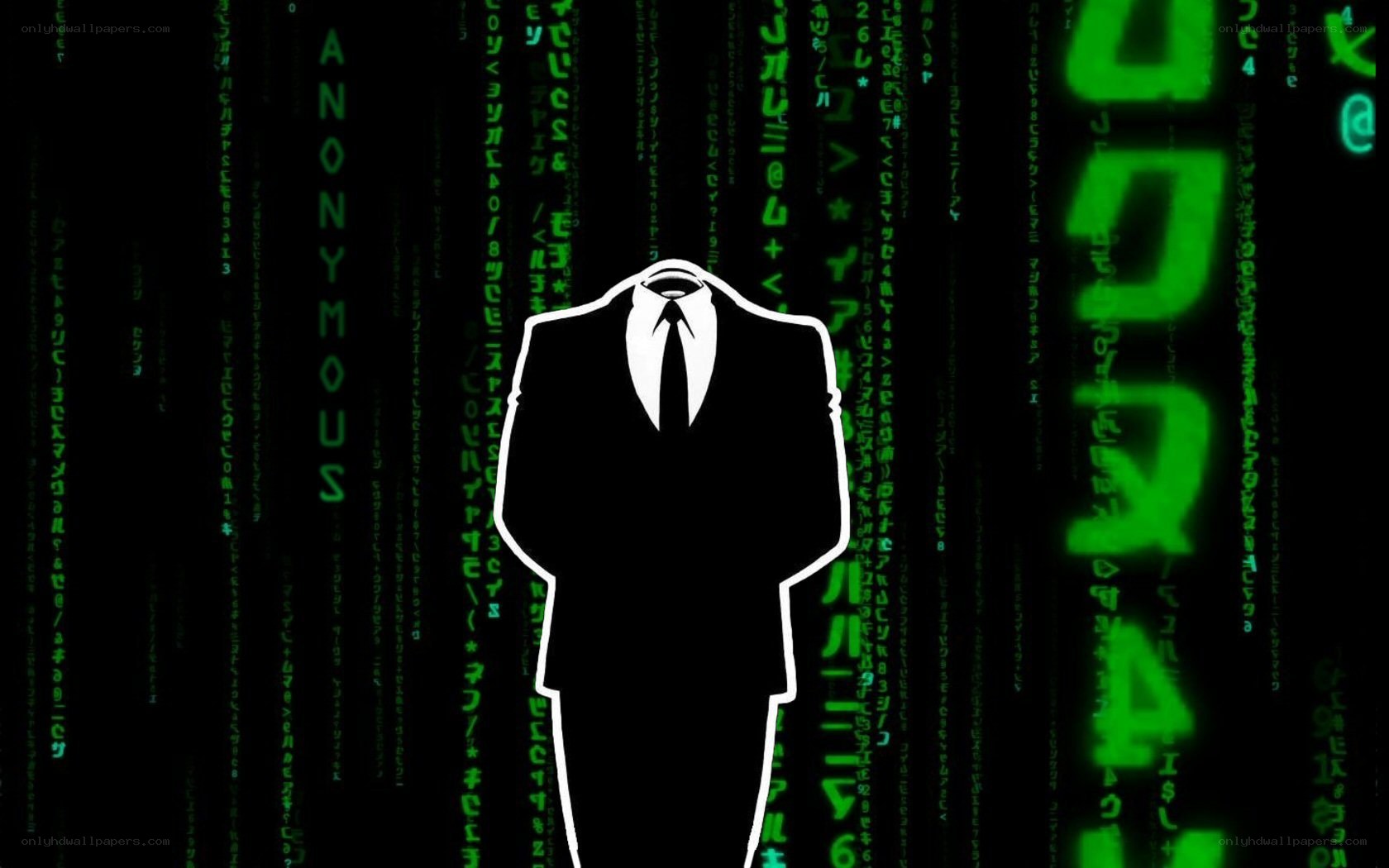 Anonymous figure in digital rain