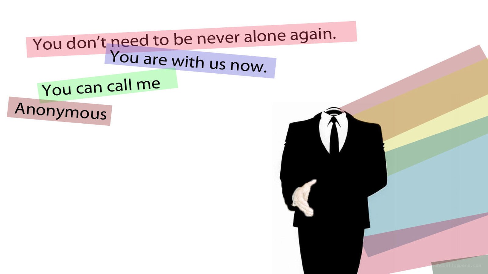 Anonymous figure with text