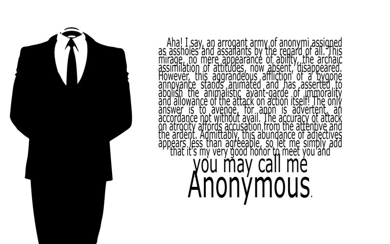 Anonymous figure with text