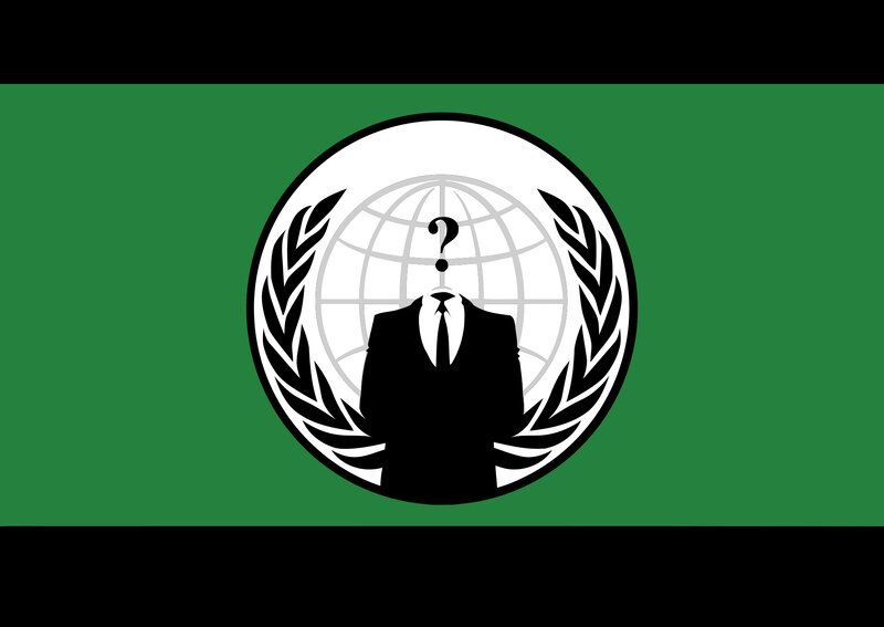 Anonymous flag with globe emblem