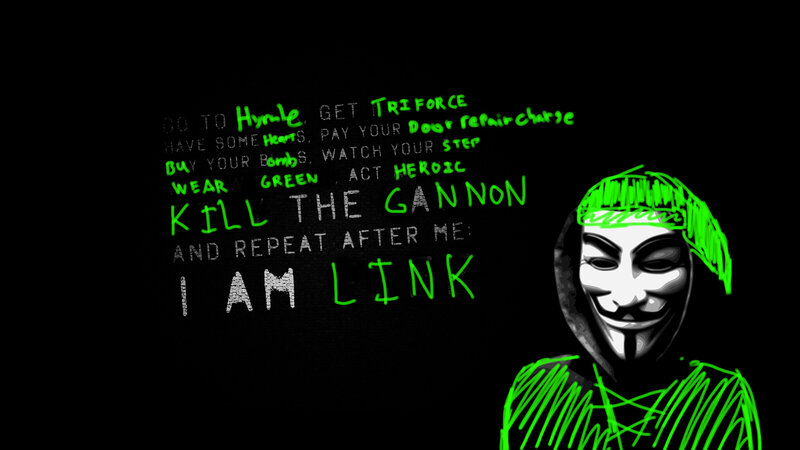 Anonymous hacker with text