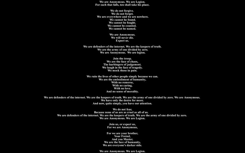 Anonymous Legion manifesto