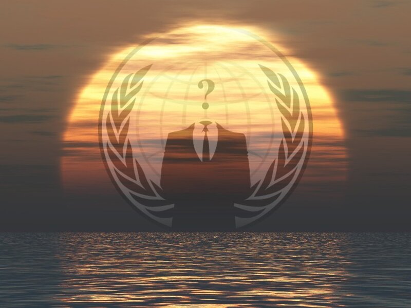 Anonymous logo at sunset