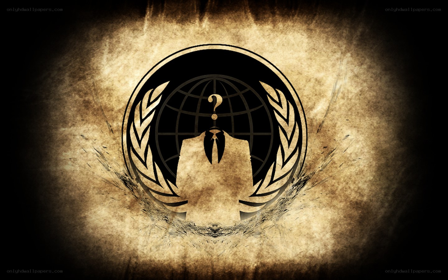 Anonymous logo on aged background
