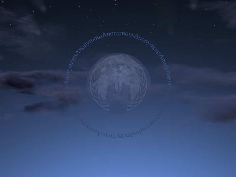 Anonymous logo on night sky