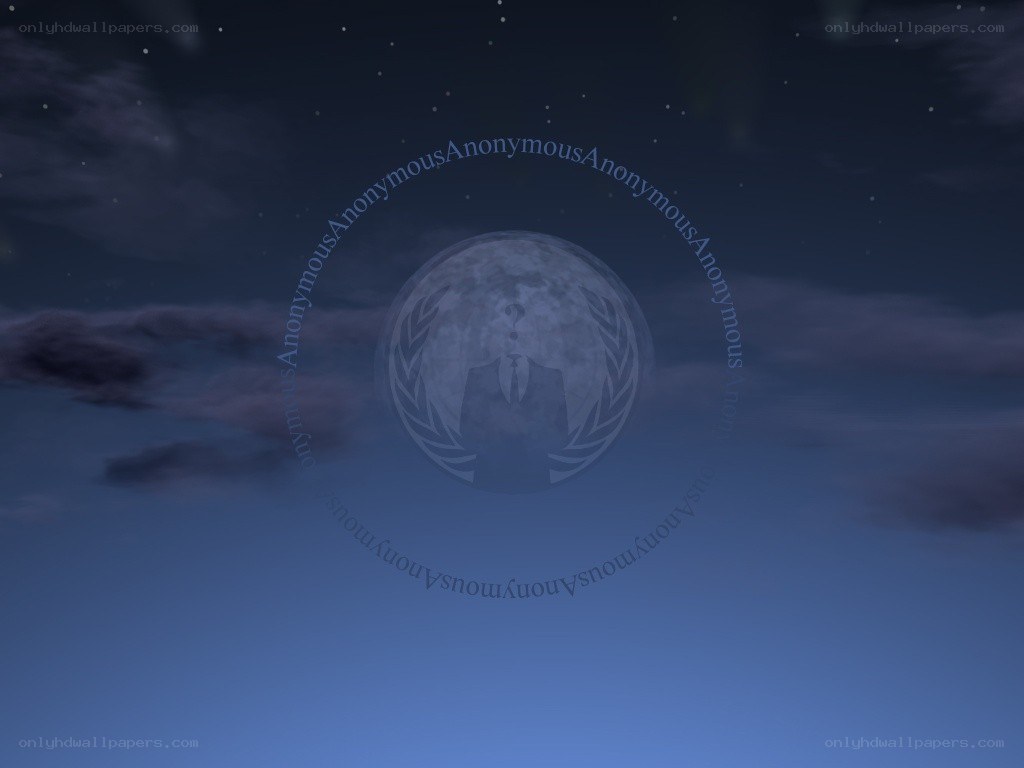 Anonymous logo on night sky