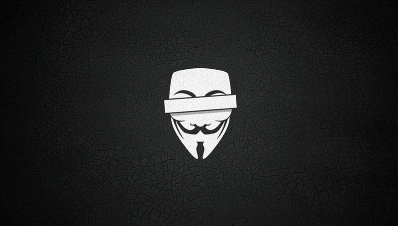 Anonymous mask on cracked background