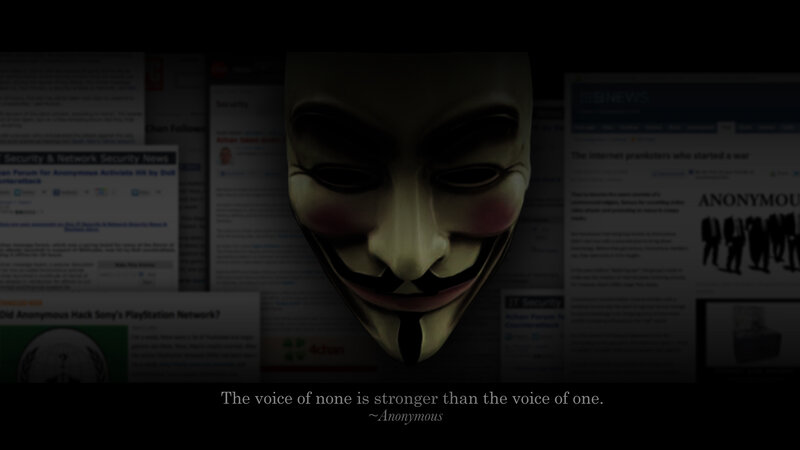 Anonymous mask with news articles