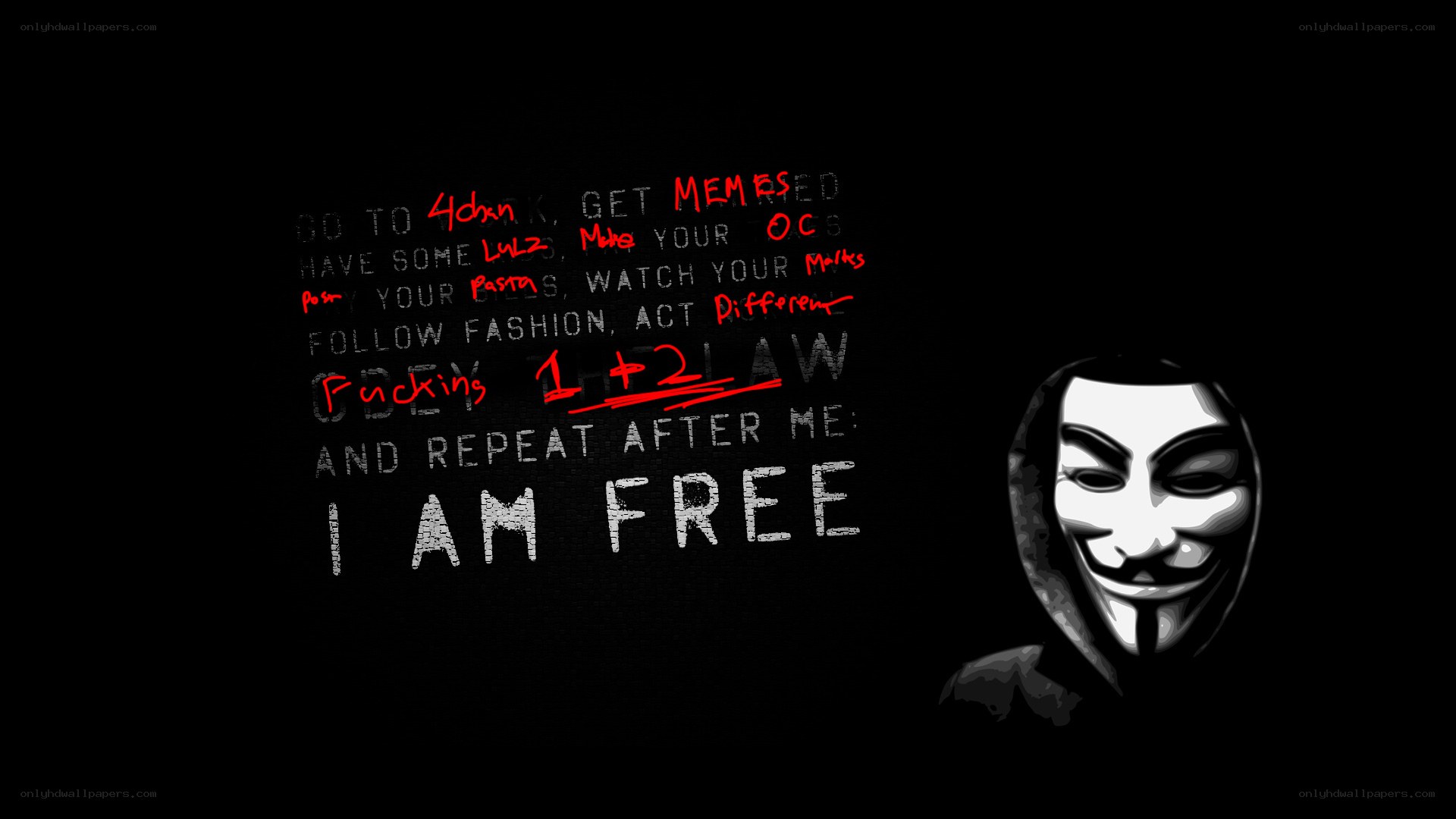 Anonymous mask with text