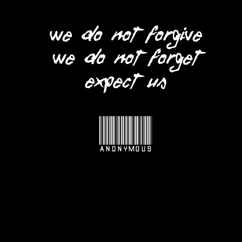 Anonymous message on black background