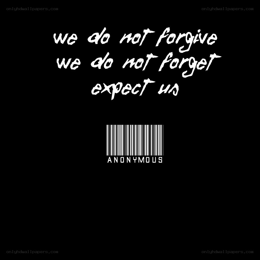 Anonymous message on black background