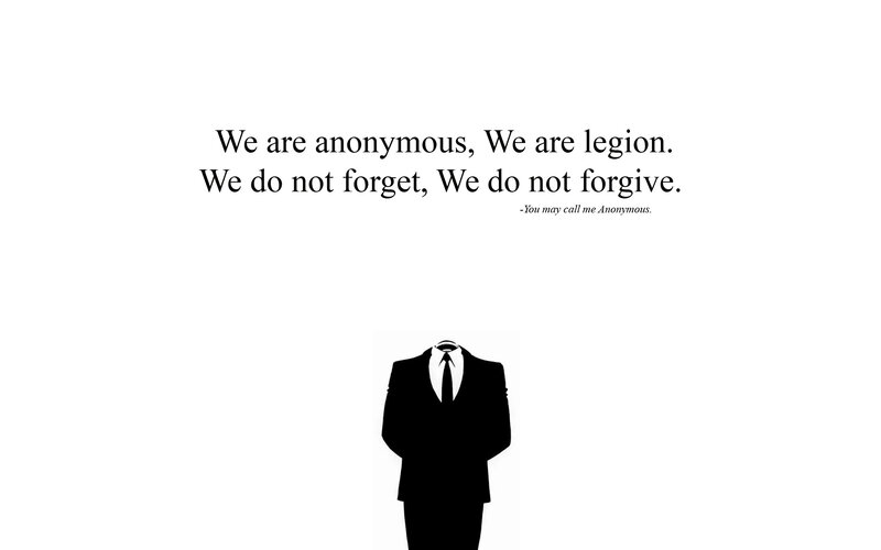 Anonymous slogan and silhouette