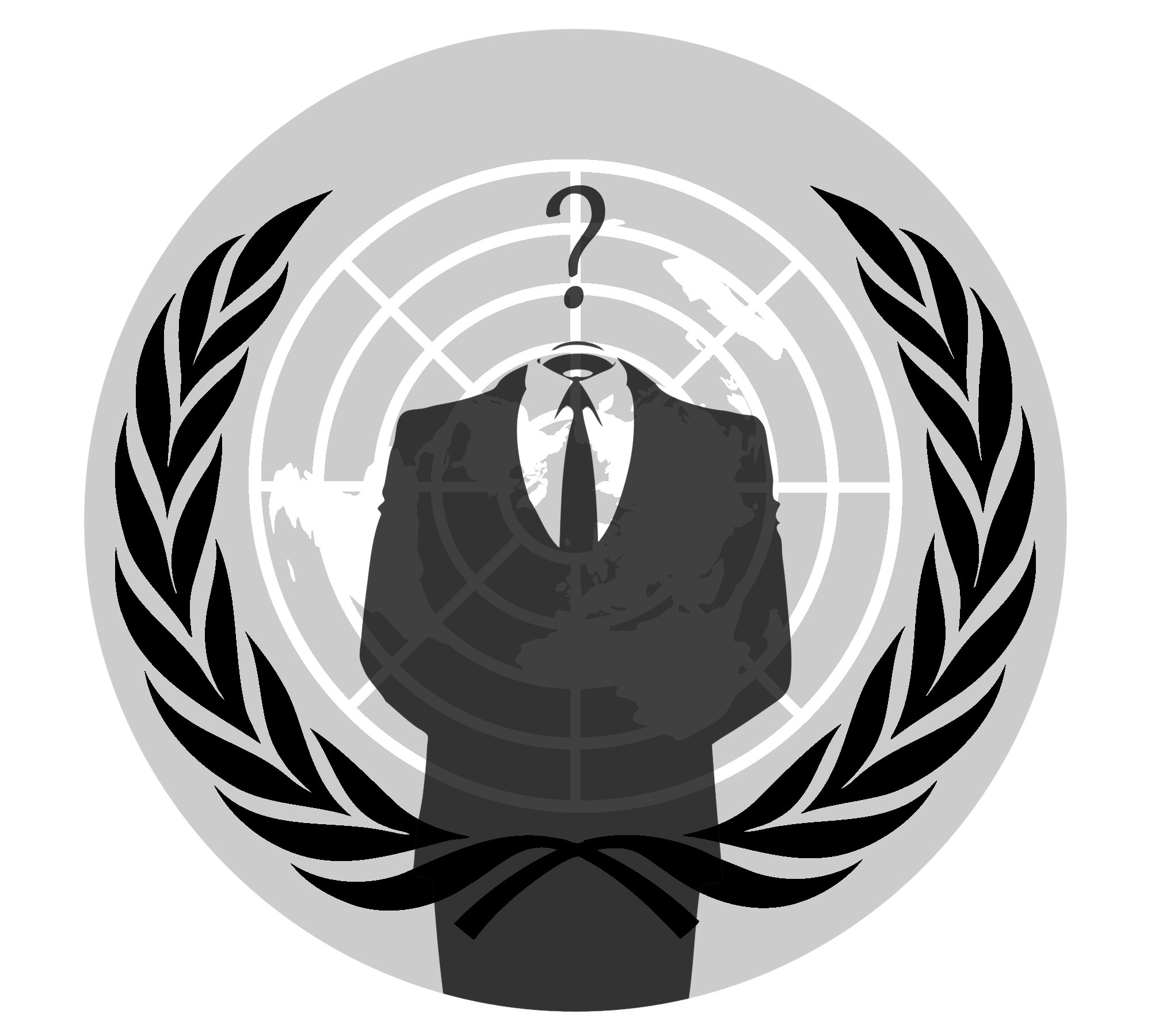 Anonymous symbol with UN emblem