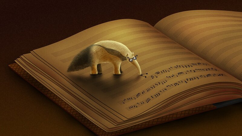 Ant-eating Mammal on Music Sheet