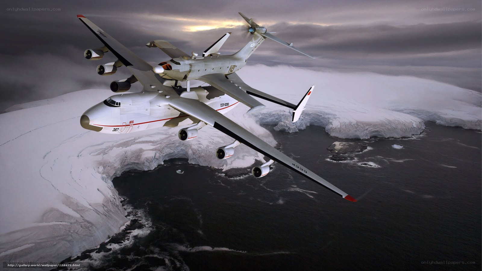 Antarctic aircraft over ice