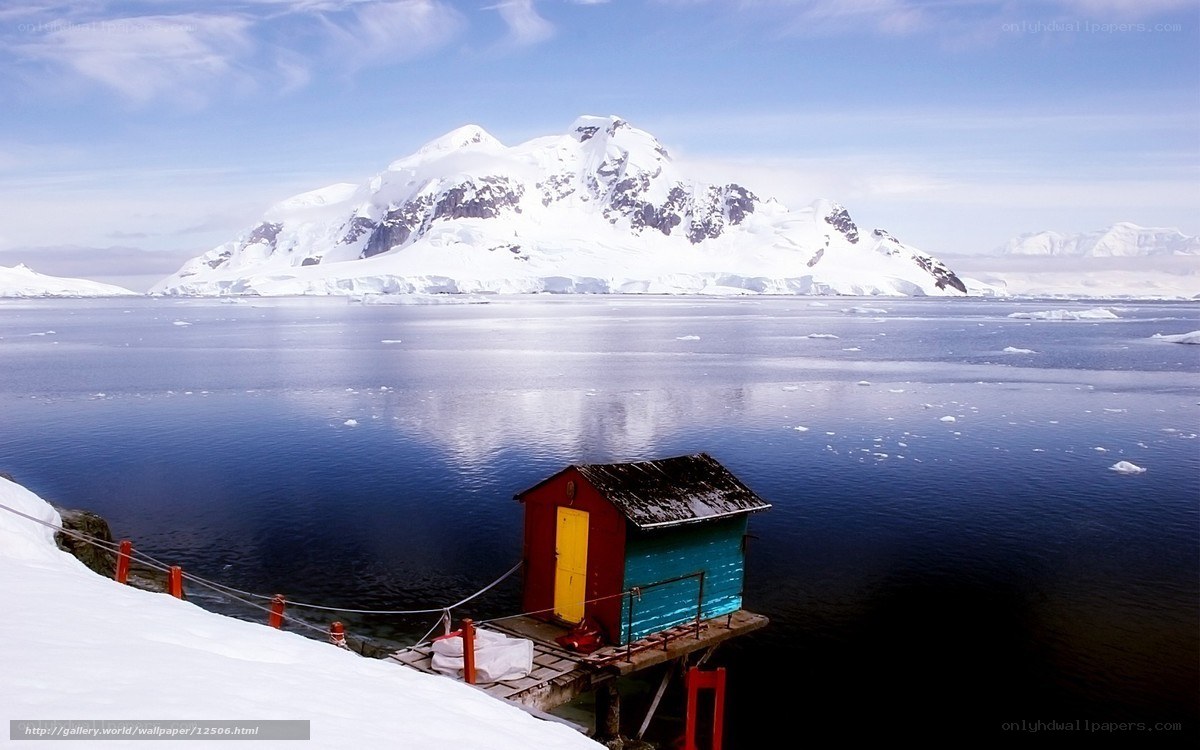 Antarctic hut by the sea