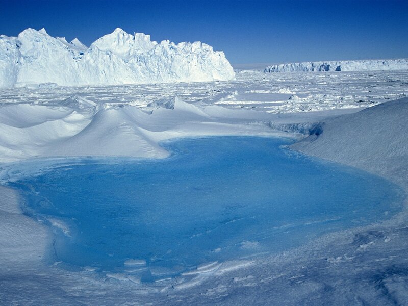 Antarctic ice melt pool