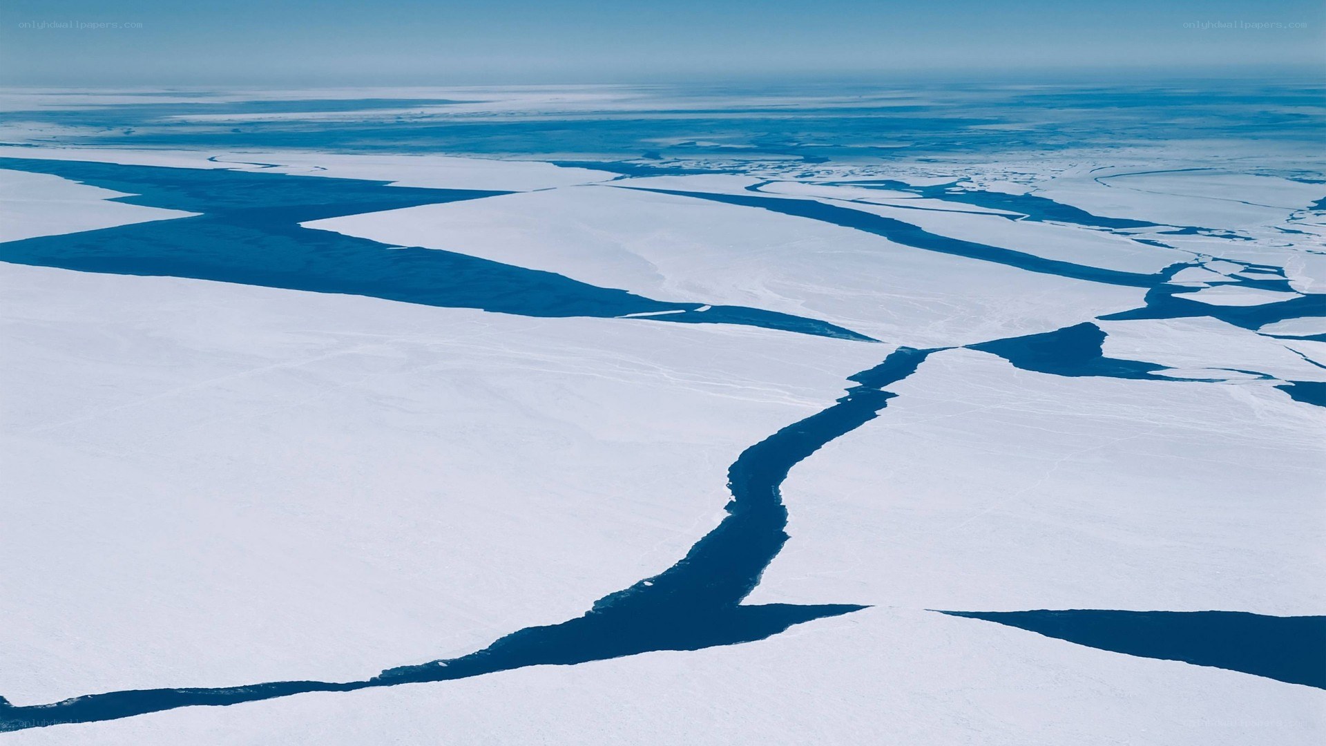 Antarctic ice shelf from above