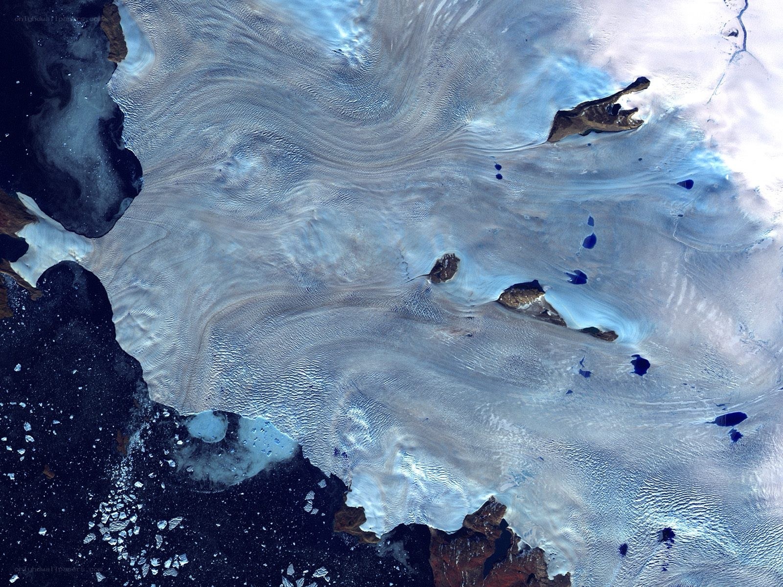 Antarctic ice shelf from space