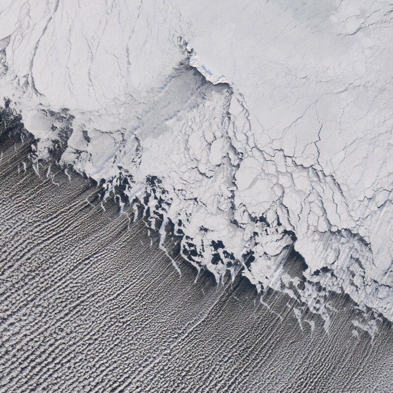 Antarctic ice shelf from space