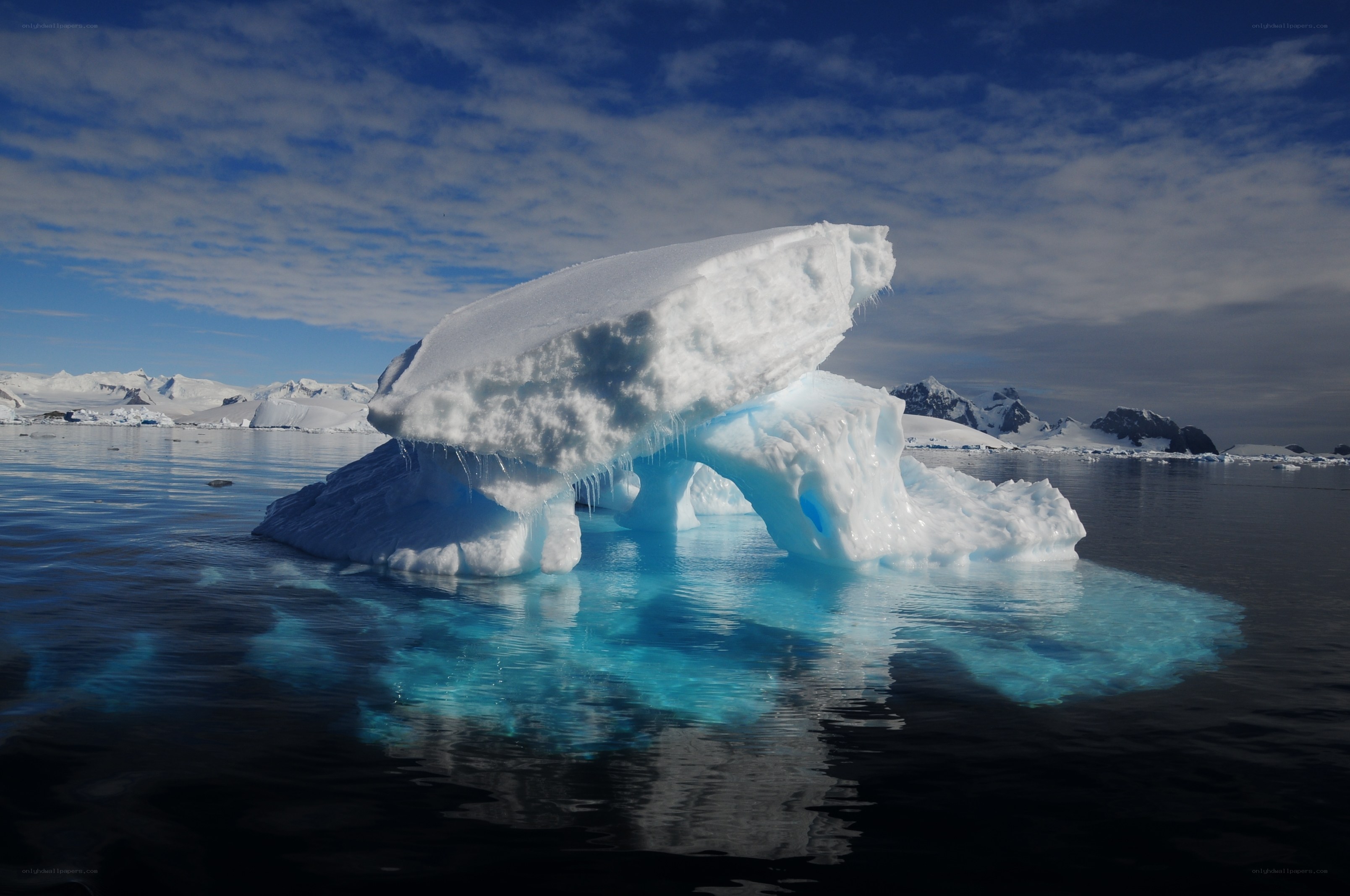 Antarctic iceberg with arch