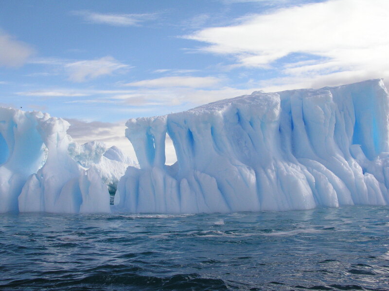 Antarctic icebergs floating