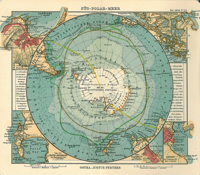 Antarctic Map — Blue