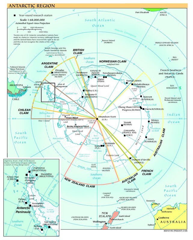 Antarctic region map
